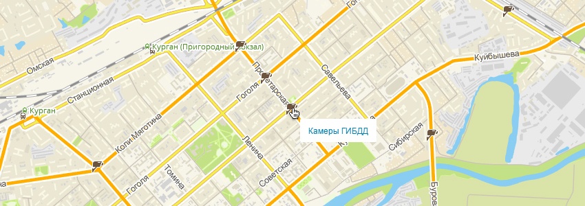 Карта города кургана с улицами и номерами